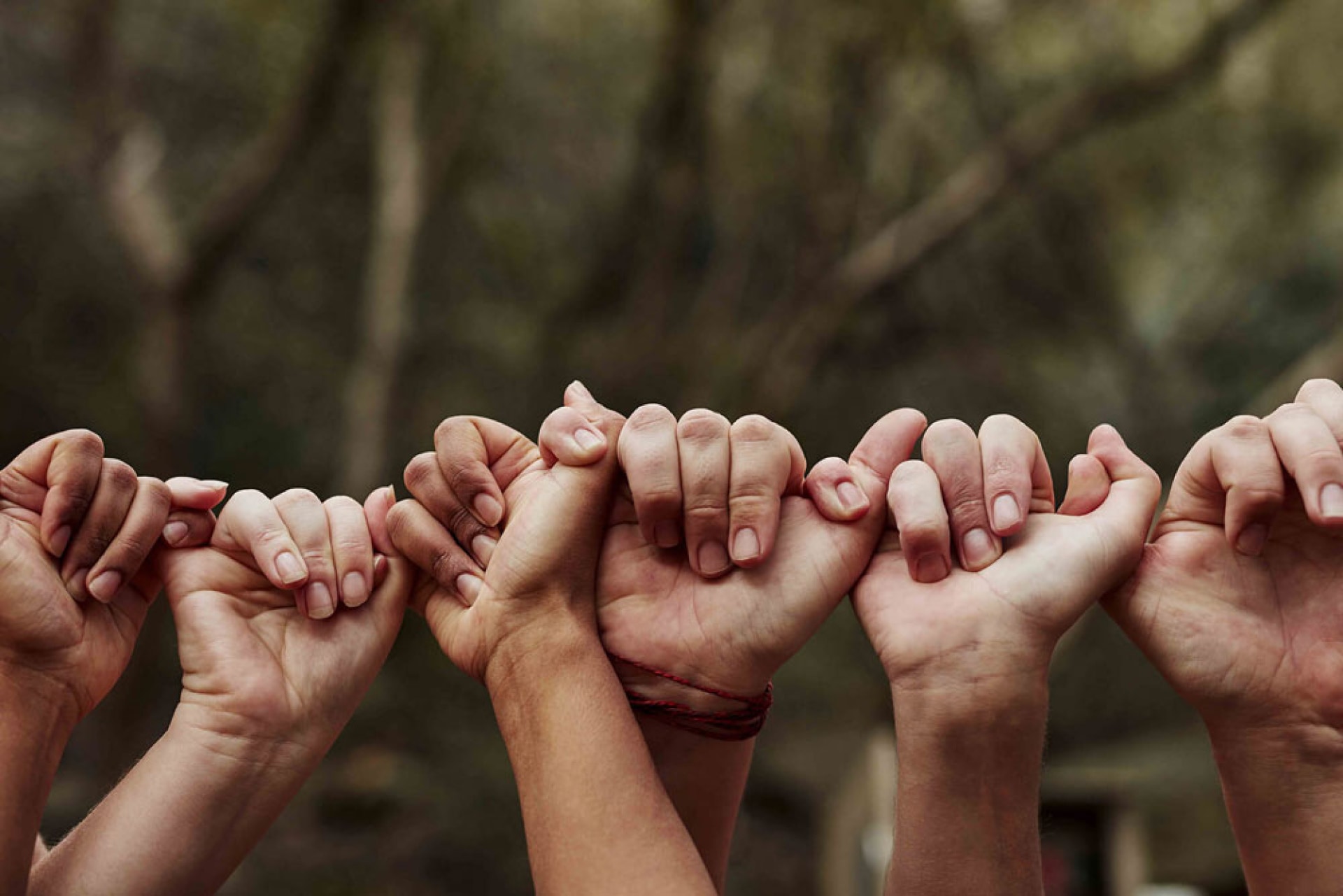 group of people with linked hands